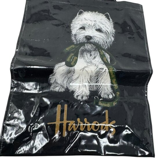 Harrods Westie Dog Tote Bag Black coated cotton Made in UK - Picture 3 of 5